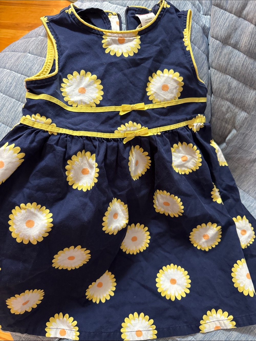 Gymboree Navy Dress with Yellow and White Daisy Print